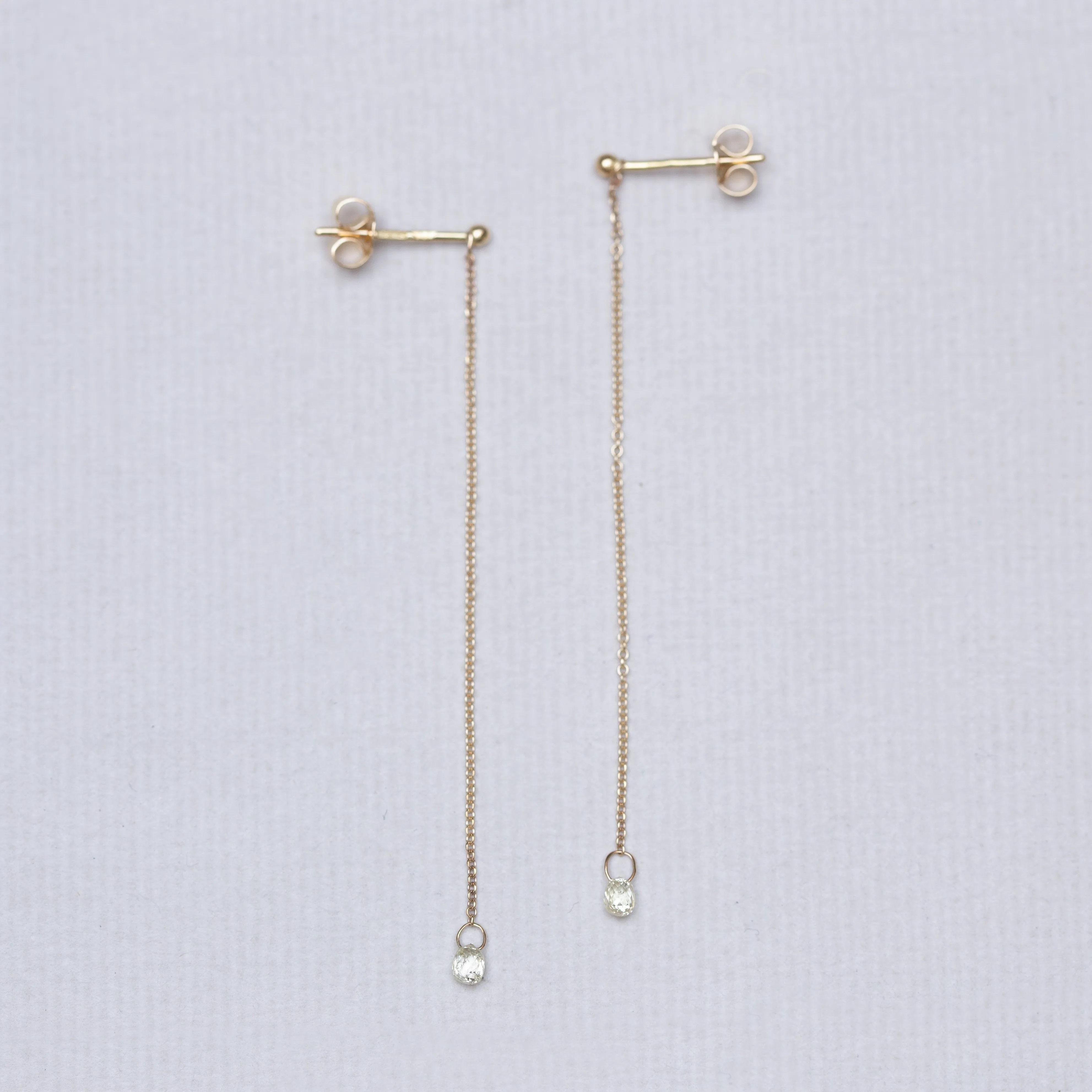 Gold Chain Drop Stud Earrings with Diamonds