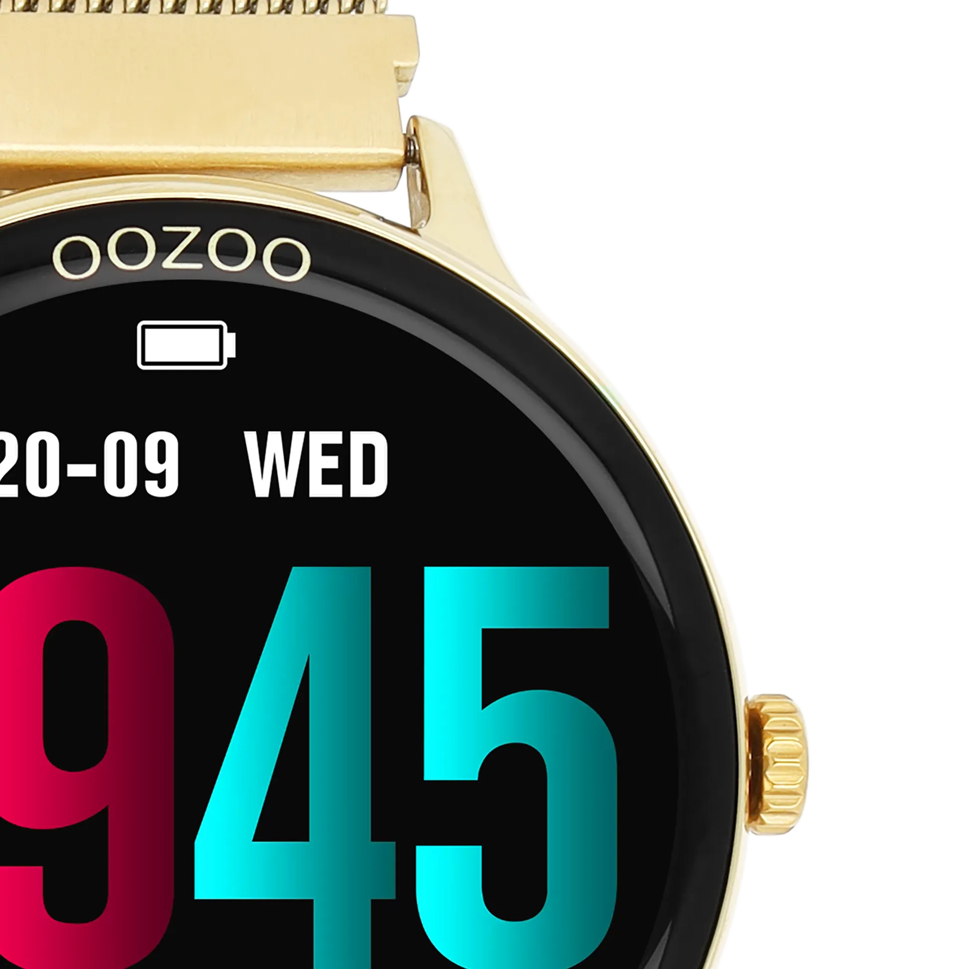 Gold coloured OOZOO smartwatch with gold coloured metal mesh bracelet - Q00136