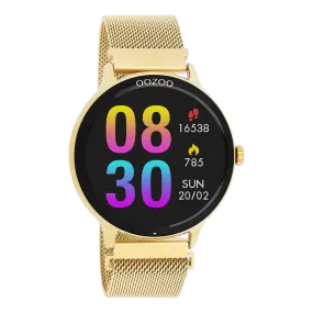 Gold coloured OOZOO smartwatch with gold coloured metal mesh bracelet - Q00136