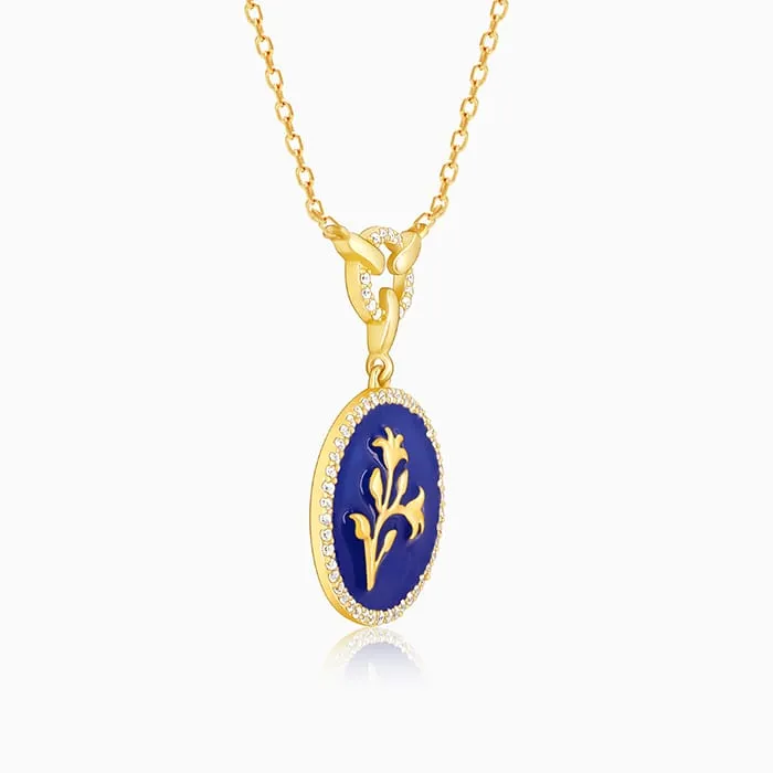 Golden Royal Blue Pendant with Link Chain