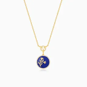 Golden Royal Blue Pendant with Link Chain