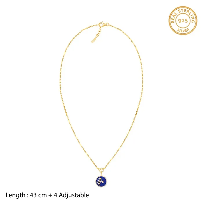 Golden Royal Blue Pendant with Link Chain