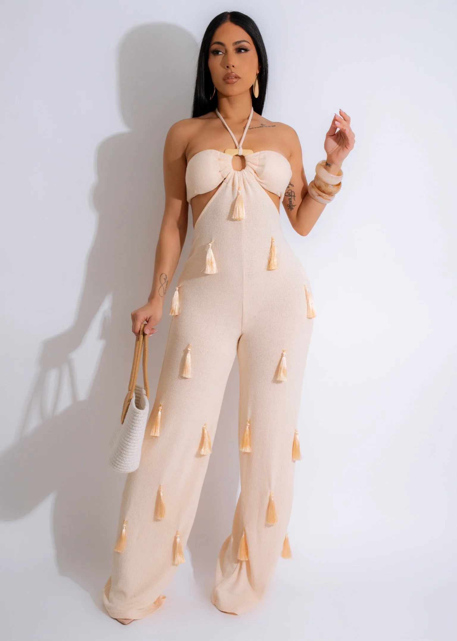 Golden Sands Knit Jumpsuit Nude