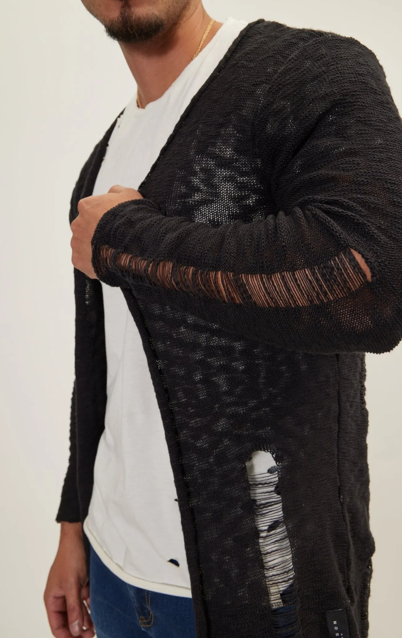 Grunge Long Cardigan - Black