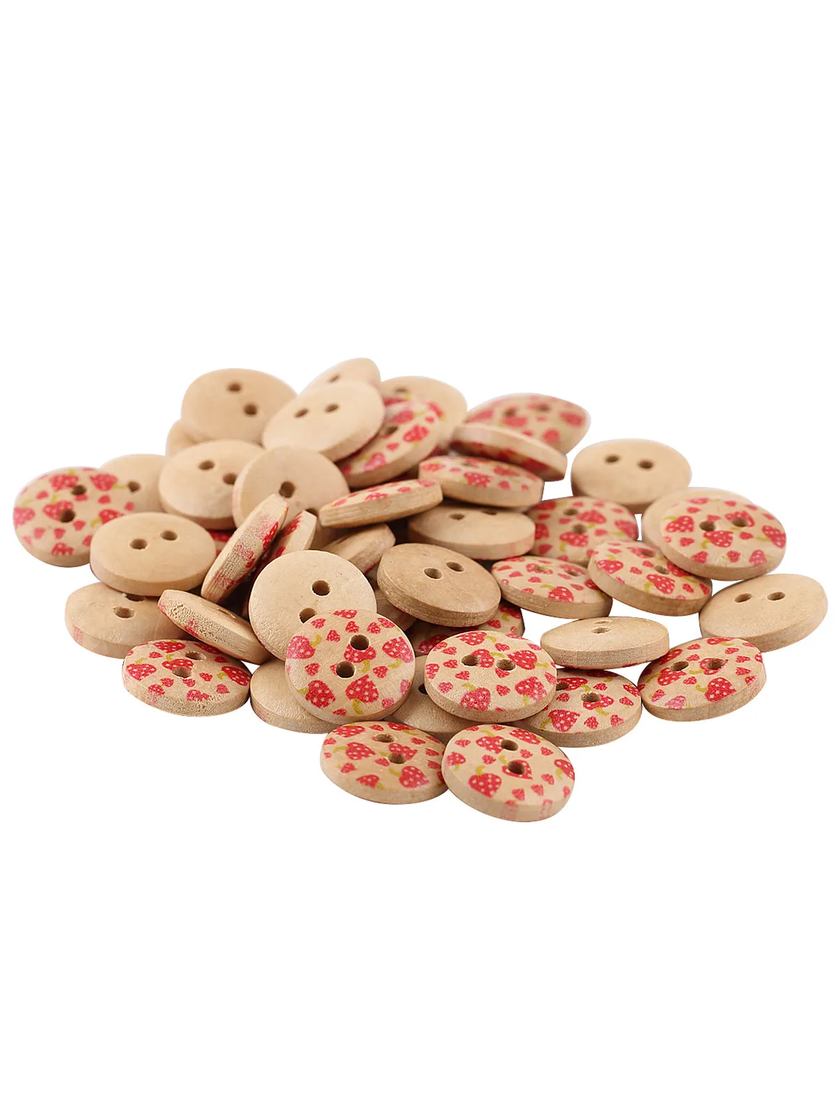 Heart Printed Wooden Buttons for Kids Clothing