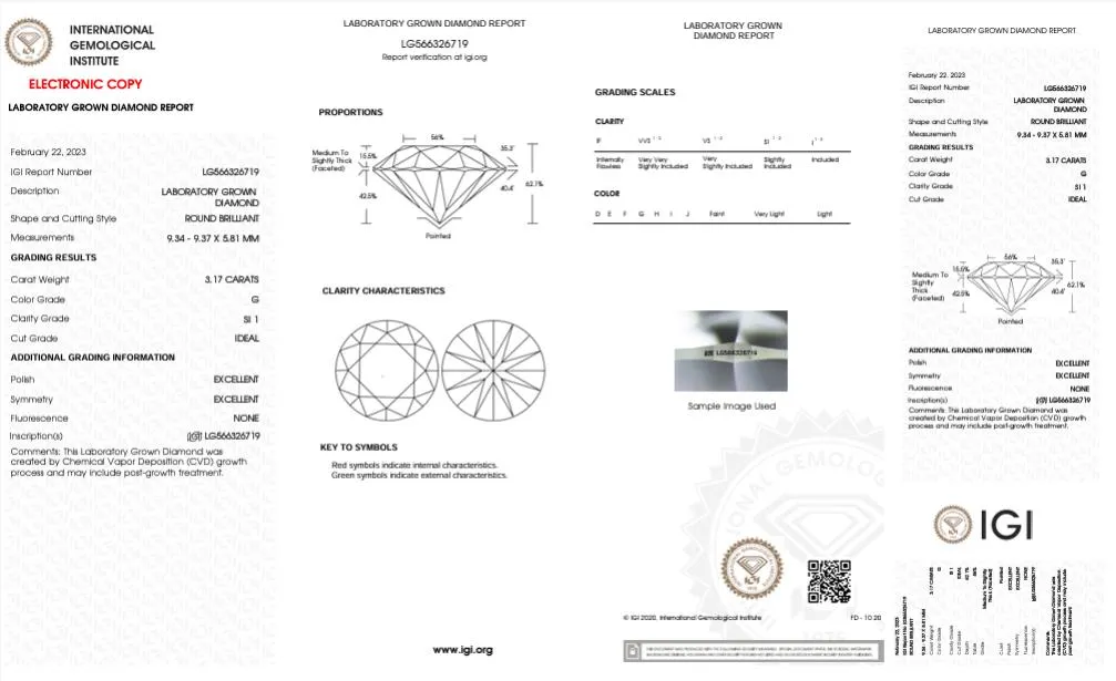 IGI Certified 3.17 Carat 3 Stone Lab Grown Diamond Bezel Engagement Ring