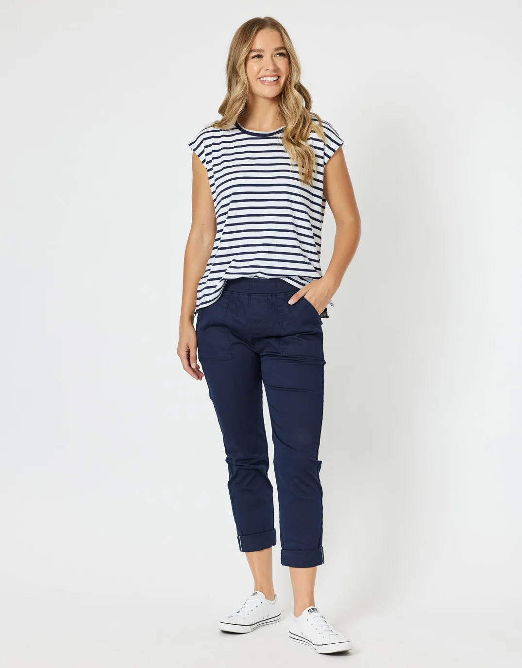 Isabella Cotton Pant - Navy