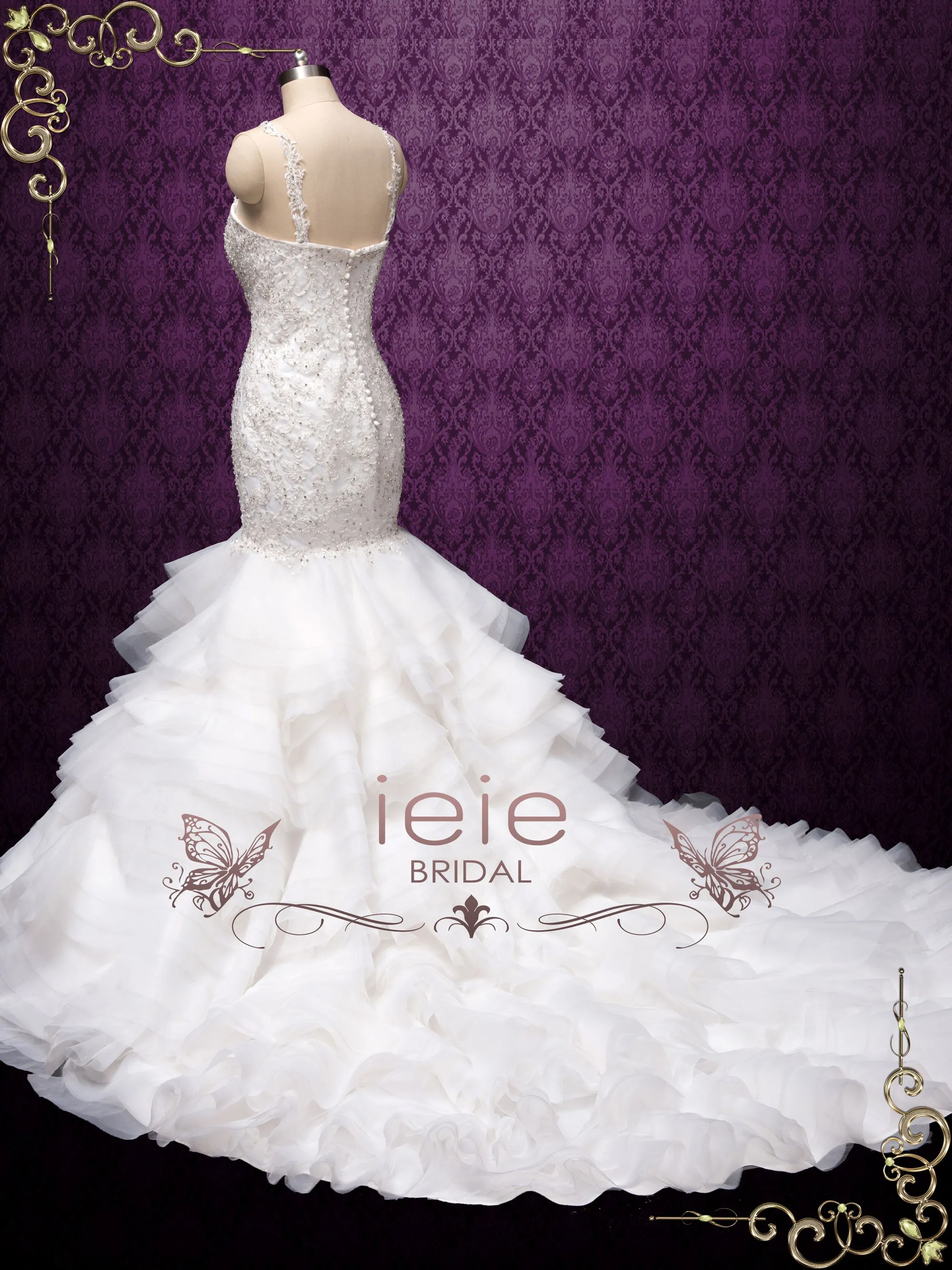 Lace Mermaid Wedding Dress with Ruffle Skirt OLOLADE