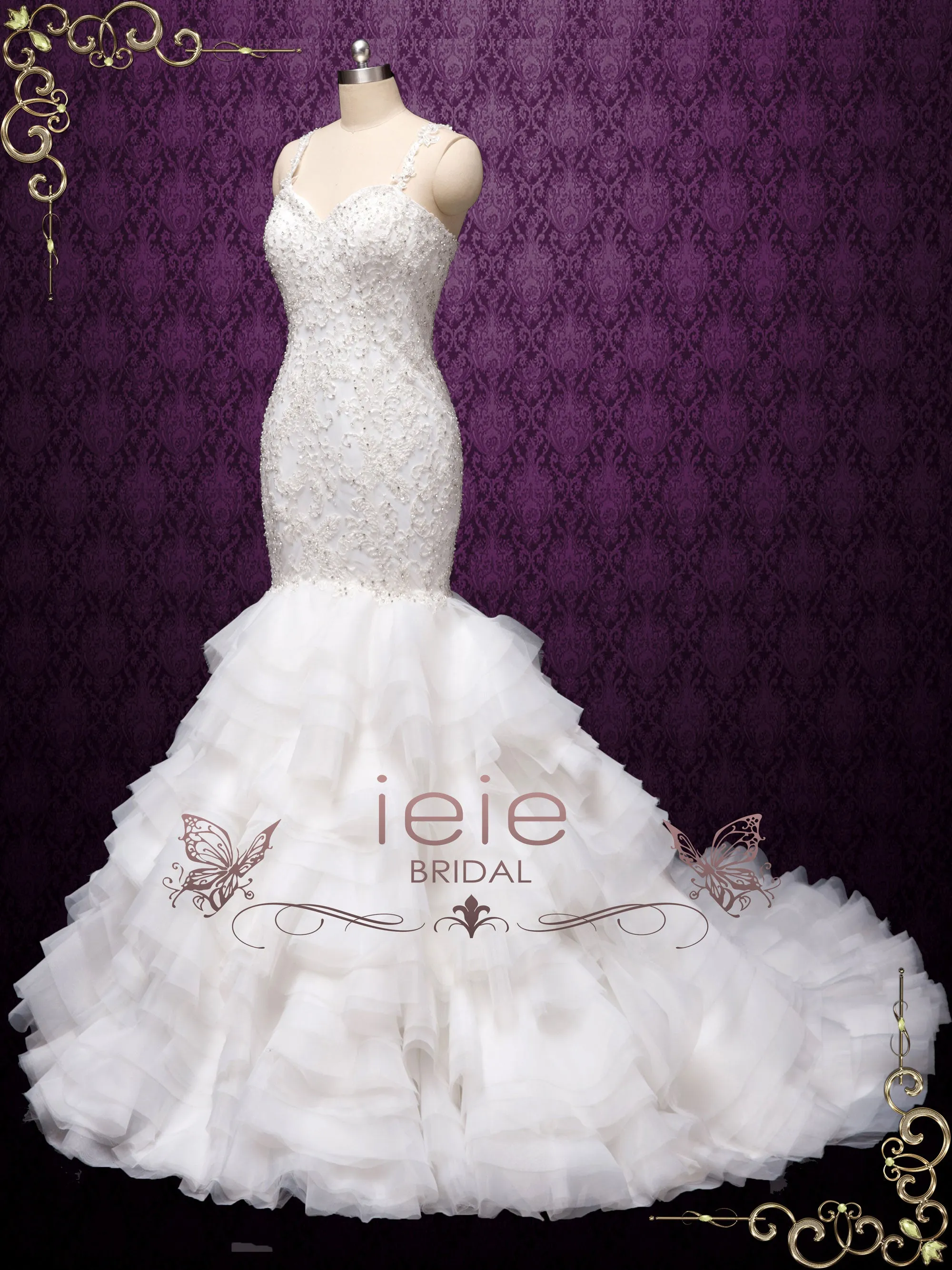 Lace Mermaid Wedding Dress with Ruffle Skirt OLOLADE