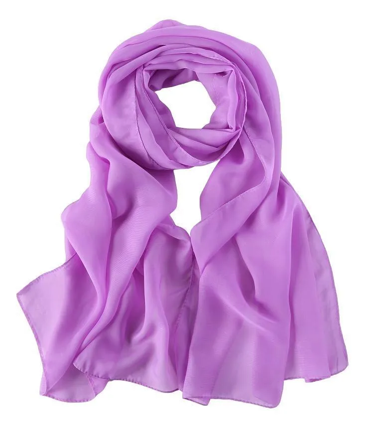 Long Chiffon Scarf Solid Purple Color CHL405