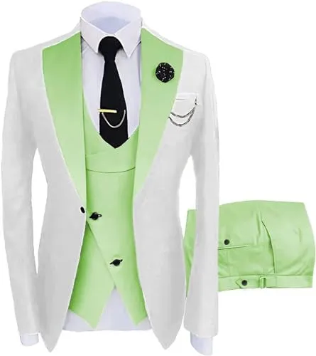 Men Custom Made Two-Color Suit 3 Pieces Tailored Groom Wedding Slim Fit Blazer Jacket Vest Pants Set Tuxedo Suits| LR908