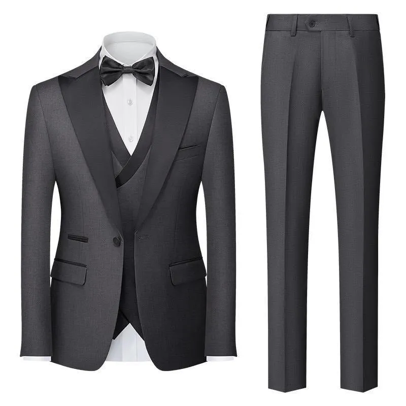 Men’s 3 Piece Collar Suit for Wedding Party & Formal Tuxedo Dress Jacket with Pants Vest Suits Sets | 701