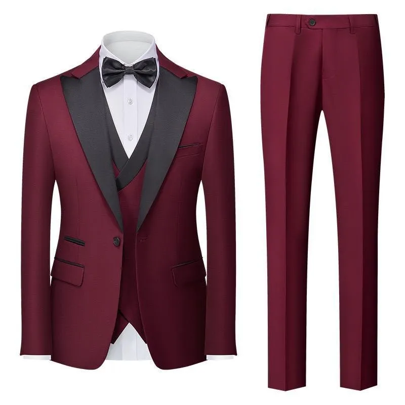 Men’s 3 Piece Collar Suit for Wedding Party & Formal Tuxedo Dress Jacket with Pants Vest Suits Sets | 701