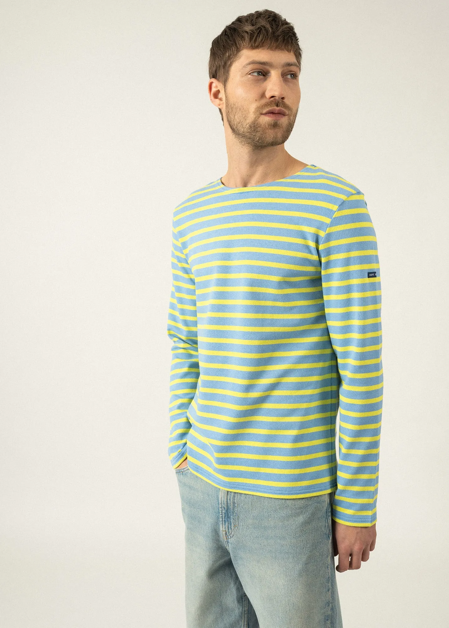 Meridien unisex striped sailor shirt - regular fit, in thick cotton (OXYGENE/LIME)