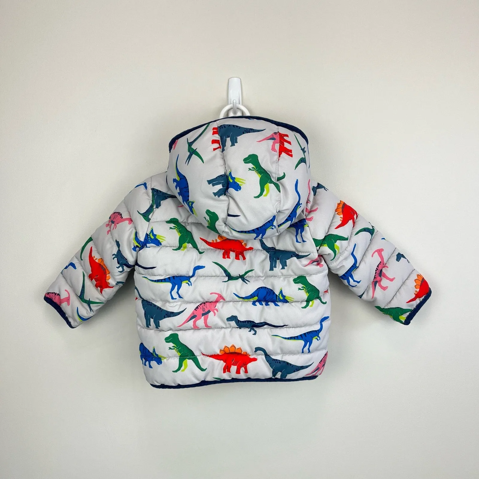 Mini Boden Cosy Sherpa Lined Dinosaur Puffer Jacket 12-18 Months