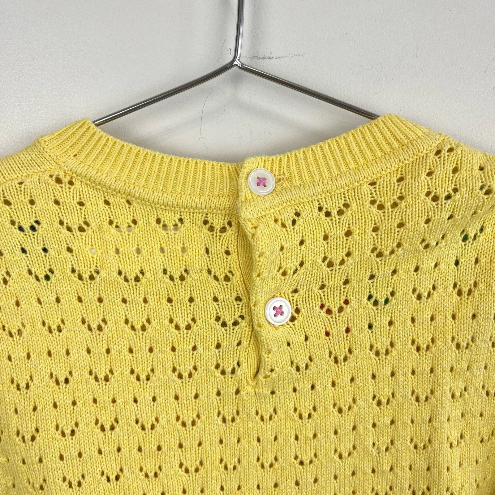 Mini Boden Pointelle Knit Sweater Top Soft Lemon 8-9 NWOT