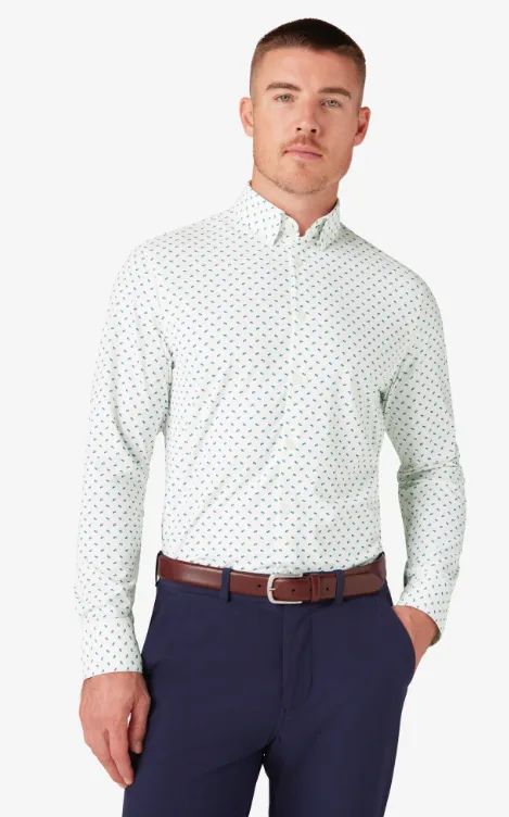 Monaco Dress Shirt - Poseidon Squares - Mizzen and Main