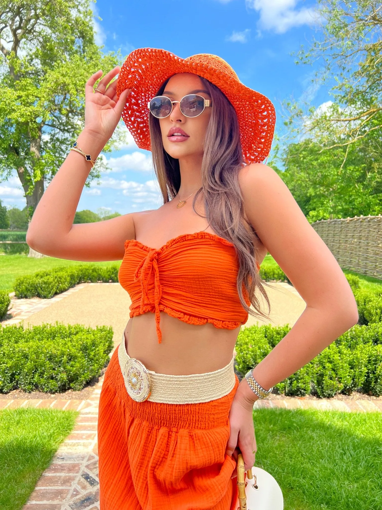 Orange Santorini Bandeau Top