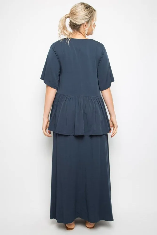 Pq Collection Button Down Skirt Navy