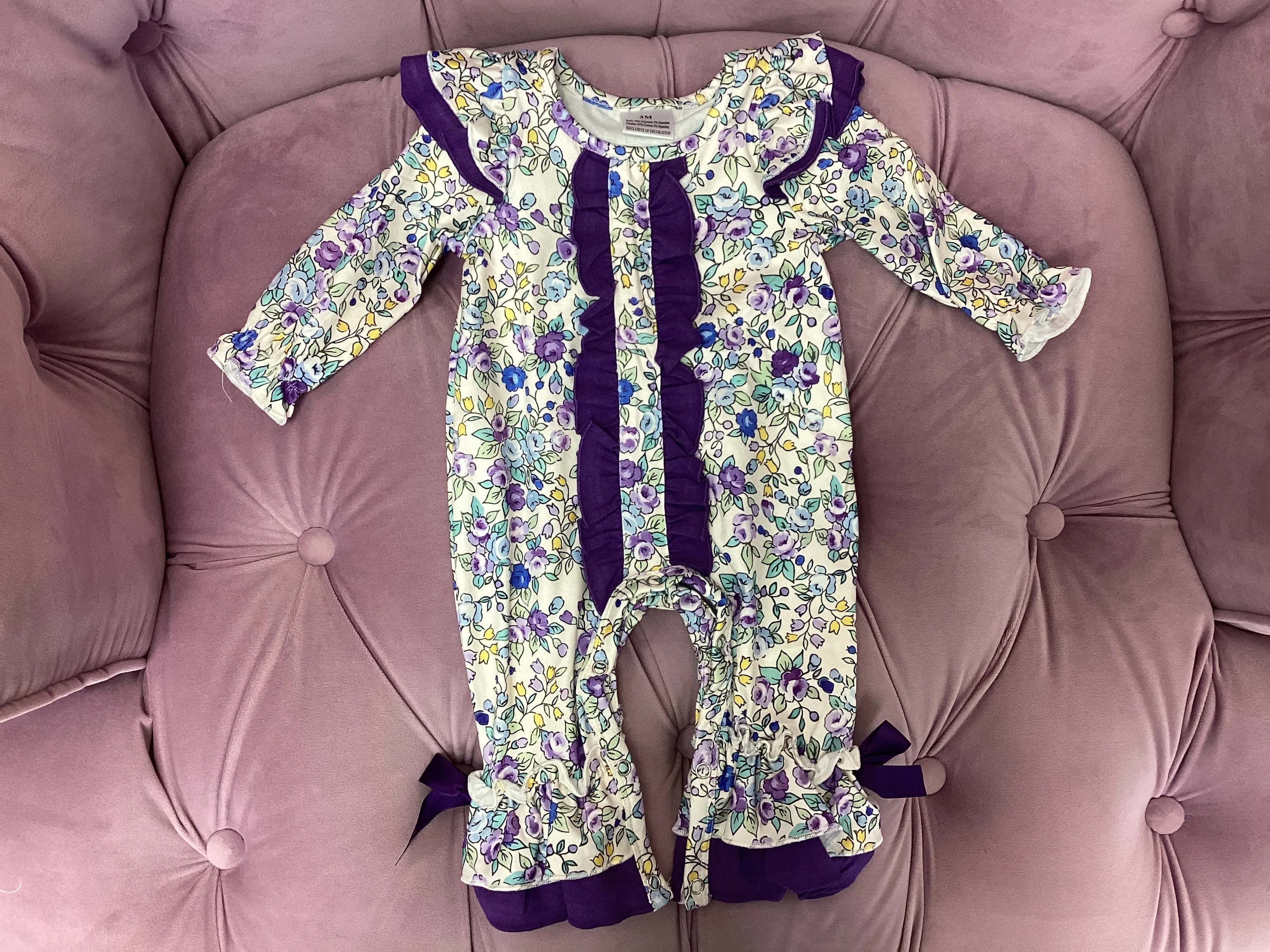 Purple floral romper