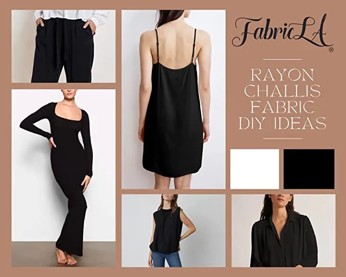 Rayon Challis Fabric | Black