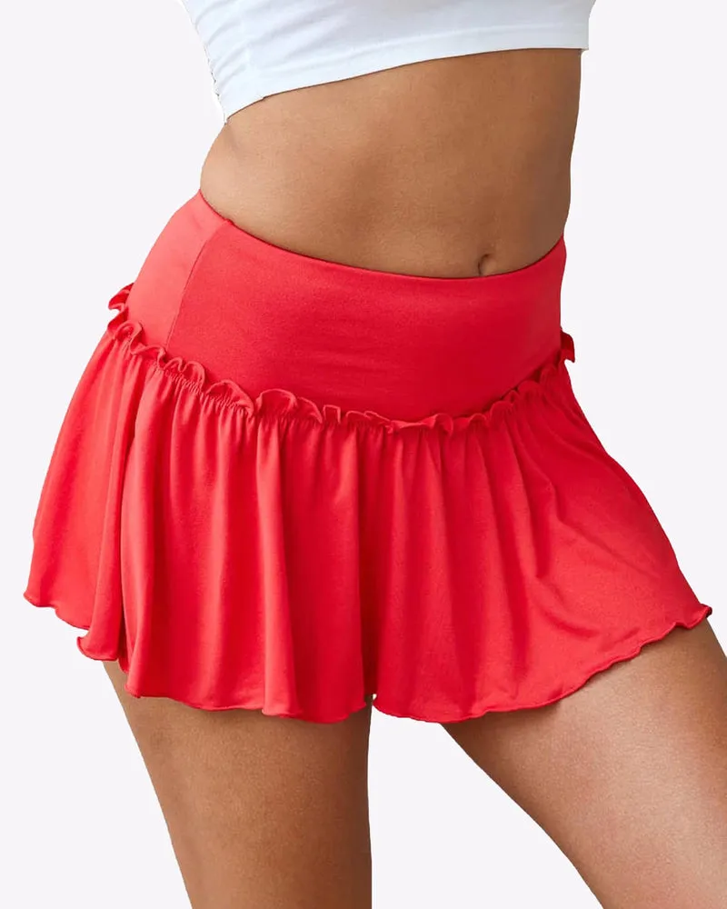 Solid Ruffle Lingerie Mini Skirt Short Skirts