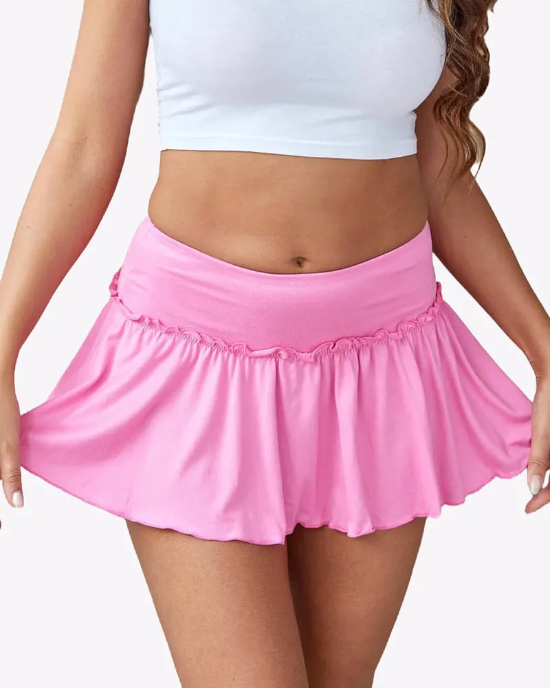 Solid Ruffle Lingerie Mini Skirt Short Skirts