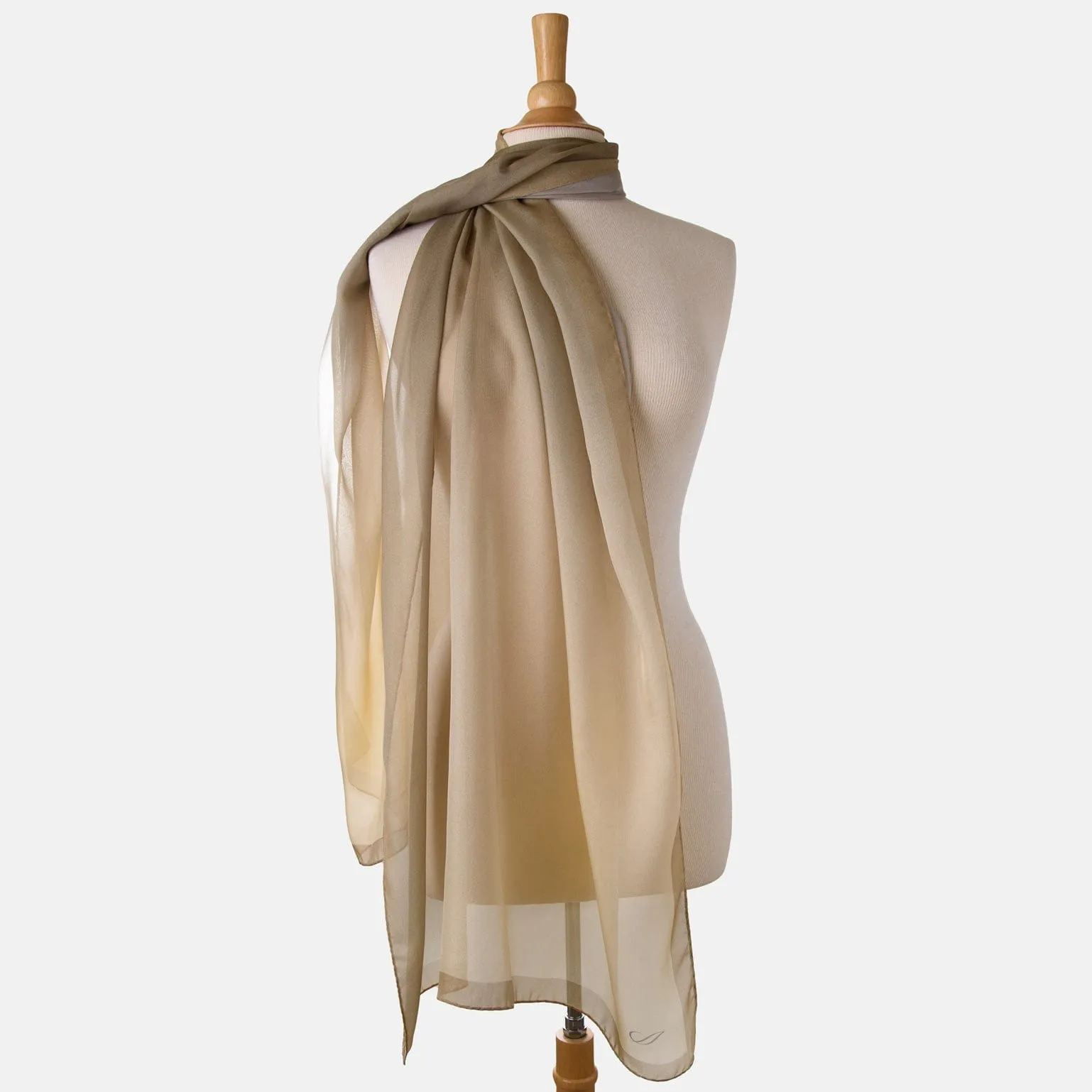 Sophia - Silk Scarf/Shawl - Soft Gold/Antique Bronze