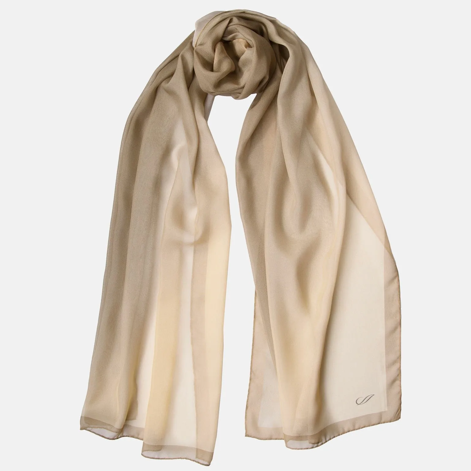 Sophia - Silk Scarf/Shawl - Soft Gold/Antique Bronze