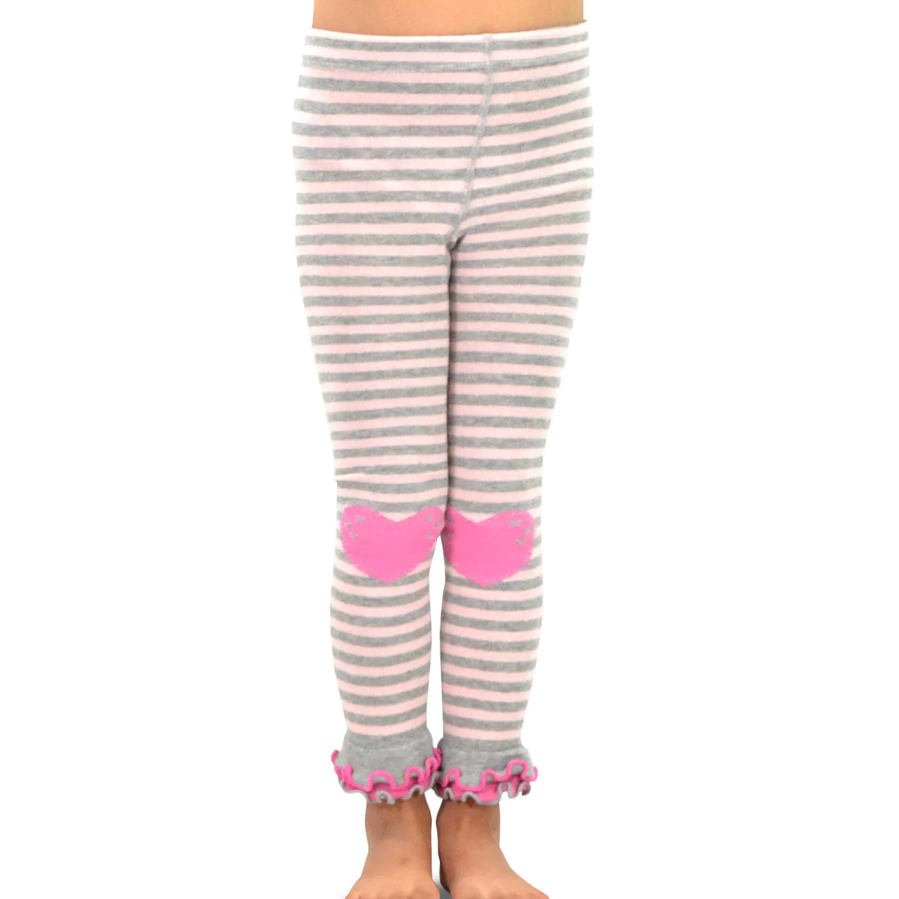 TeeHee Socks Kid's Casual Cotton Footless Tights Stripes with Hearts 3-Pack (70307)