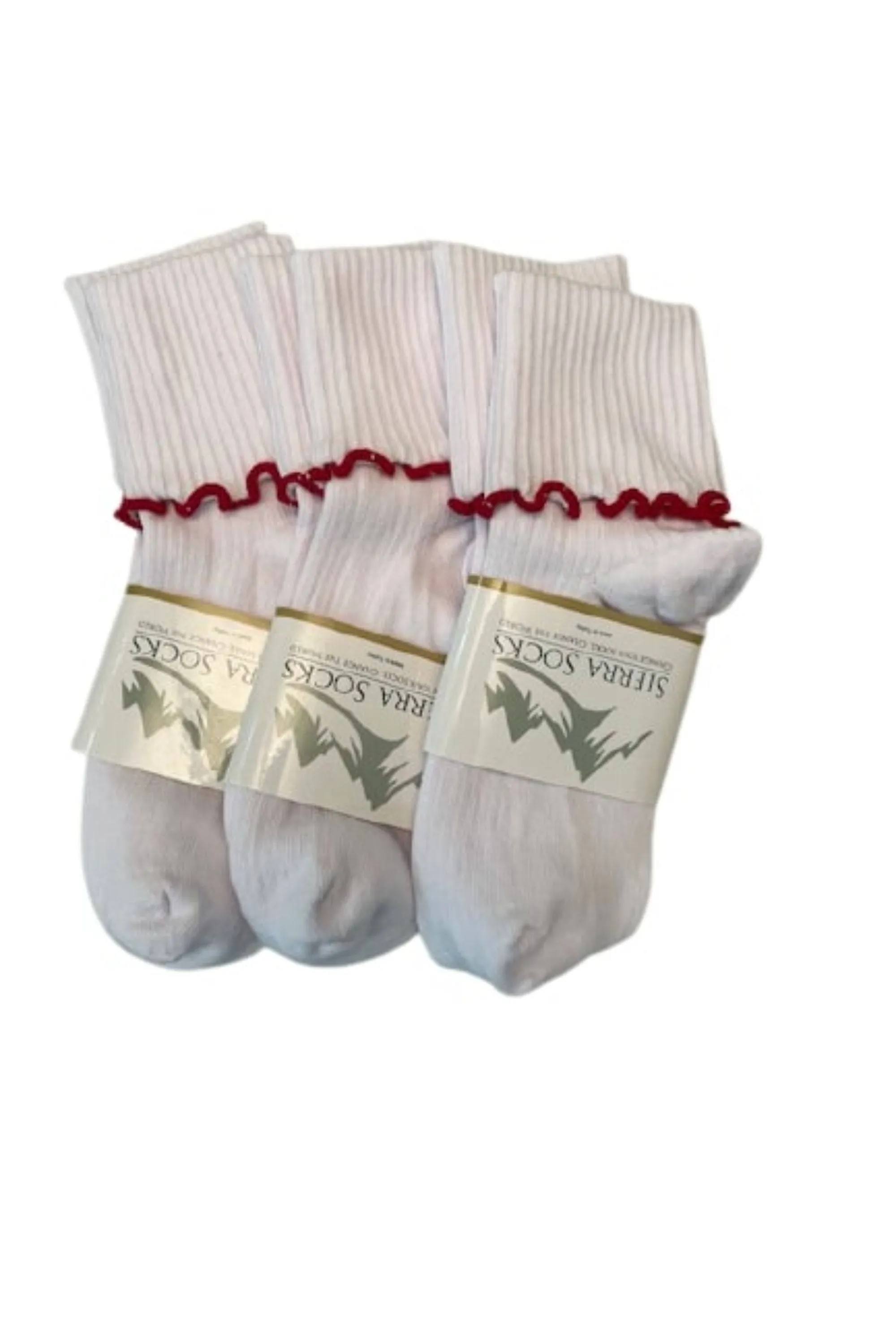 Turn Cuff Lettuce Edge Socks in Combed Cotton Seamless Toe for Girl's Uniform or Dress Up