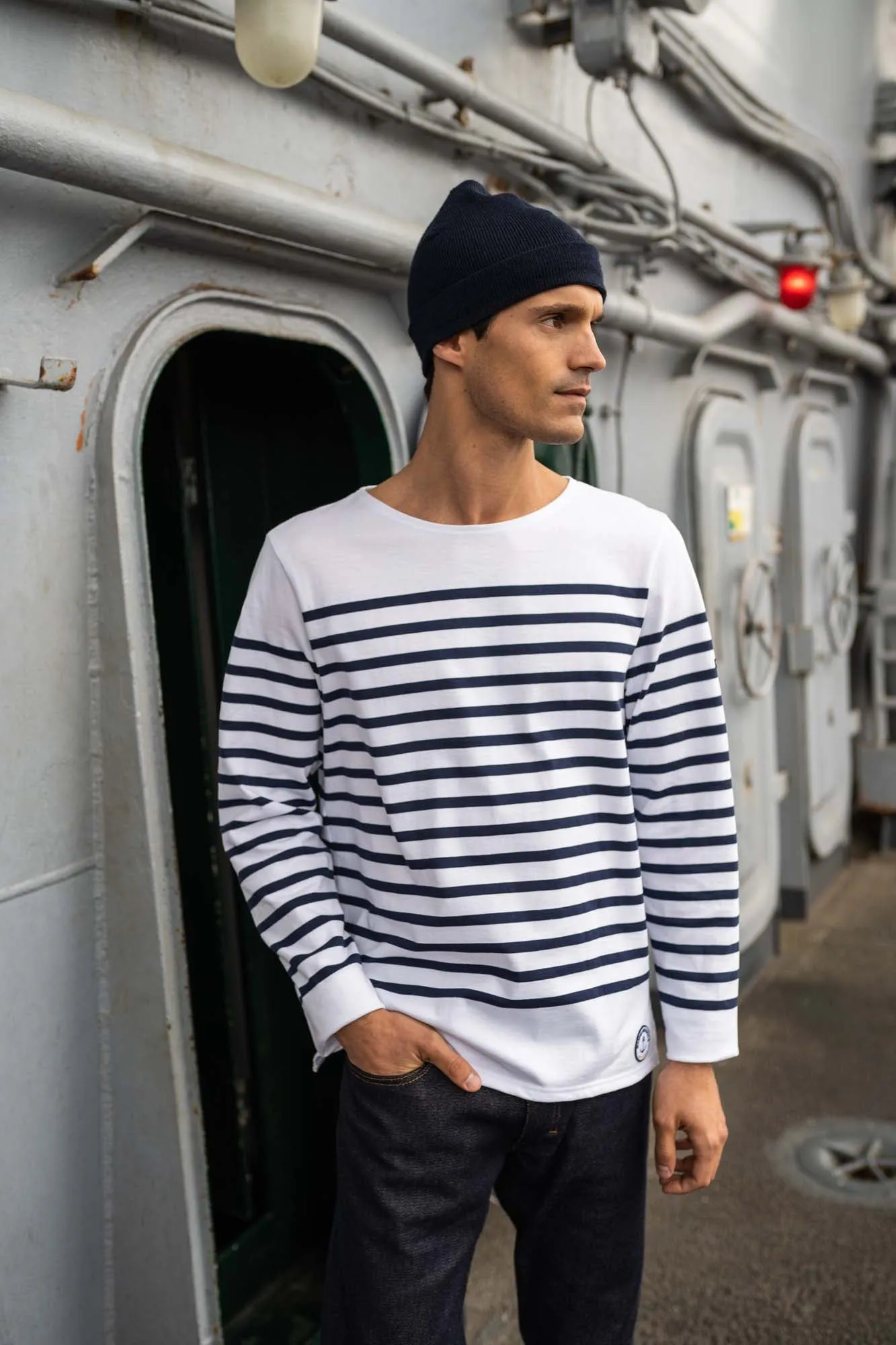 Vedette sailor striped shirt - SAINT JAMES x Marine nationale (NEIGE/MARINE)