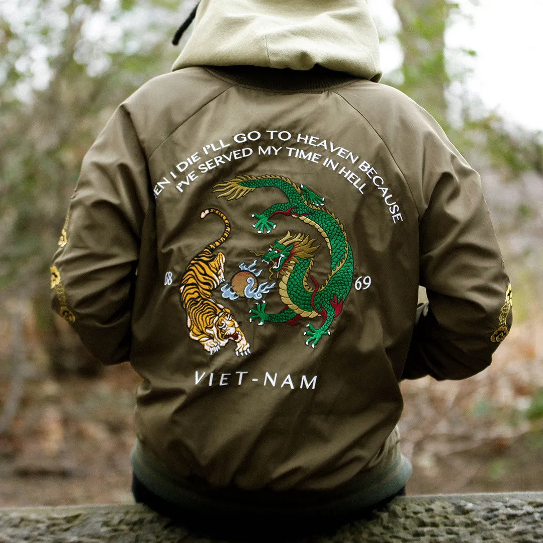 Vietnam Army Satin Embroidery Bomber Souvenir Vintage Jacket