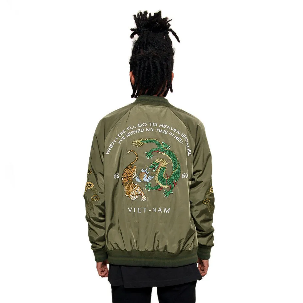 Vietnam Army Satin Embroidery Bomber Souvenir Vintage Jacket