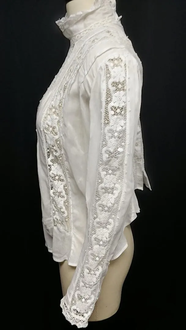 *VINTAGE '50s / '60s OPEN LACE WORK BLOUSE WITH EXQUISITE DETAILING