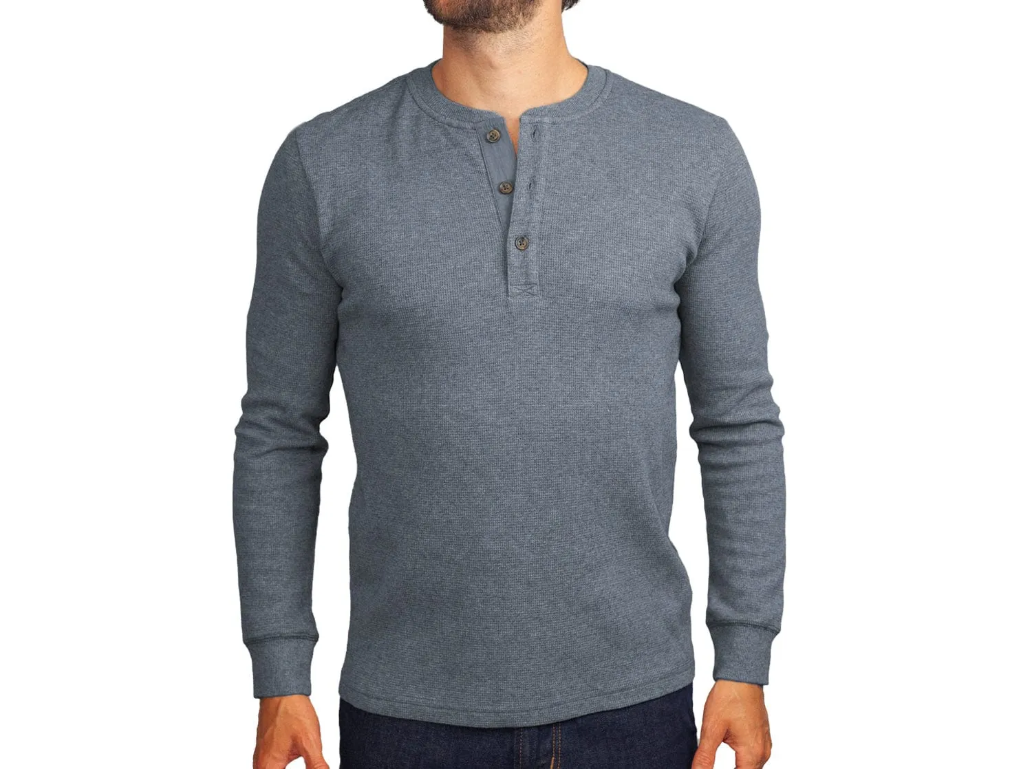 Waffle Henley - Heather Gray