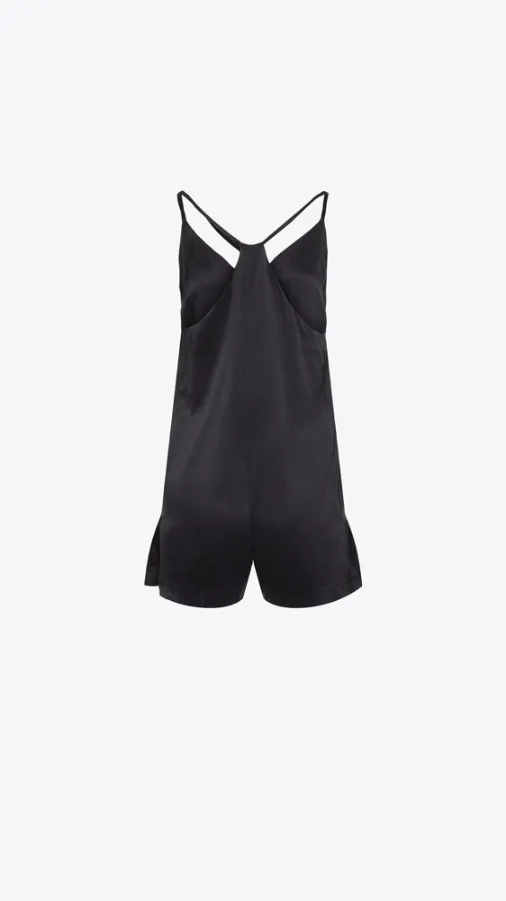 Washable Silk Romper - Immersed Black